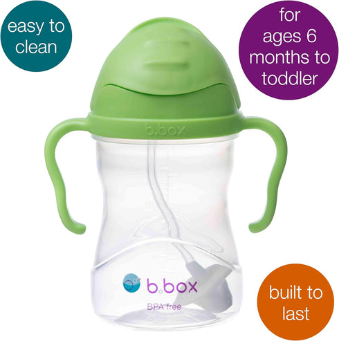 box Sippy Cup with Weighted Straw, Leak Proof and Spill Proof, Easy Grip for Babies 6m+ to Toddlers (Apple, 8oz)