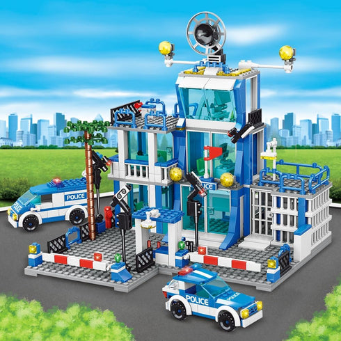 MindBox City Police Station Building Sets, 570pcs City Police Sets Toy Building Bricks Kit for Boys