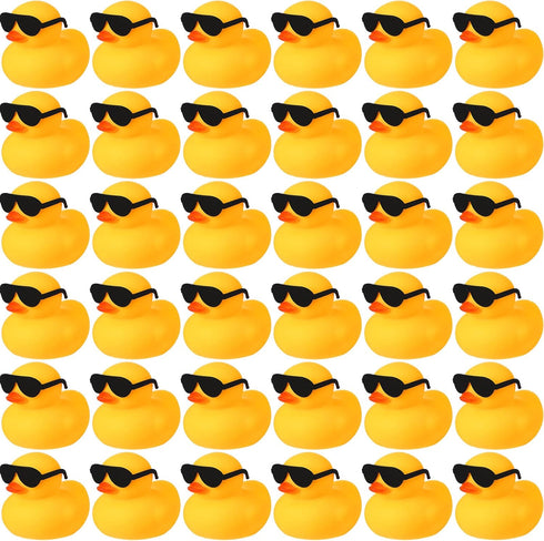 Chivao 36 Pcs Mini Rubber Ducks with 36 Sunglasses Rubber Ducks in