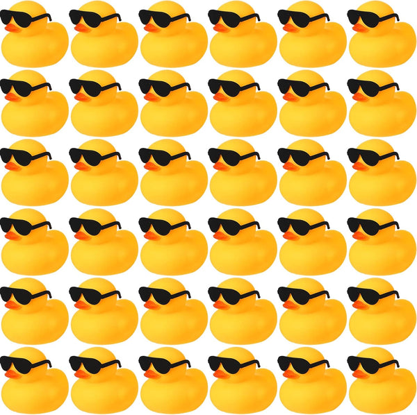 Chivao 36 Pcs Mini Rubber Ducks with 36 Sunglasses Rubber Ducks in