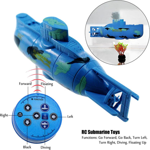 Mini RC Submarine Toy - Remote Control Diving Adventure (Blue)