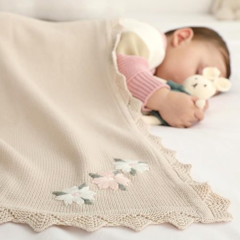 100% 40"x30" LAWKUL Baby Blanket Traceable Cotton Knit Receiving Blankets Infant Swaddle for Newbron Boy Girls Beige