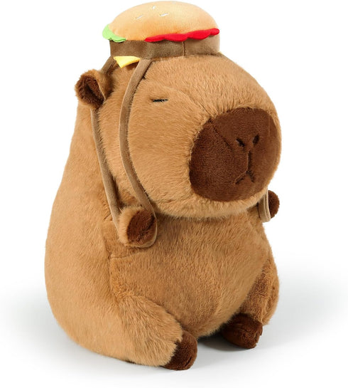Ditucu Cute Capybara Plush with Hamburger Backpack, 9 Inch Capibara Stuffed Animal Toys for Kids