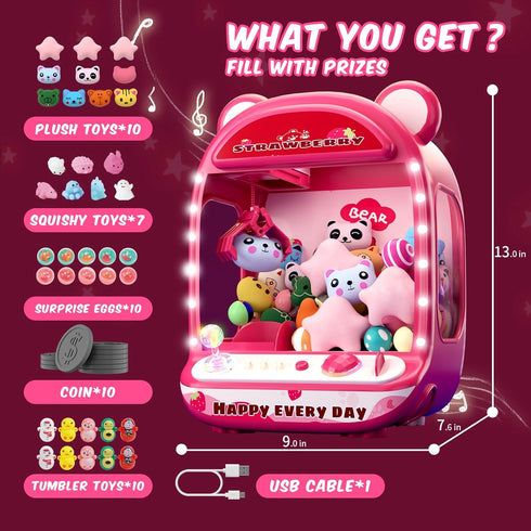 6+,Mini Skirfy Claws Machines for Kids,Unicorns Toys for Girls Age Vending Machine with Plush Toys,Candy Dispenser