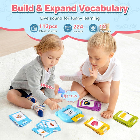 224 Talking Flash Cards for Toddler, Learning Montessori Toys with Sight Words, Pocket Speech for Toddlers Therapy