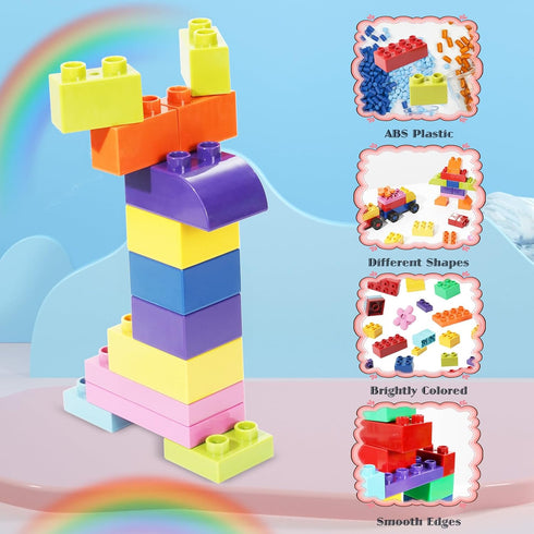 208 Set 3+, Piece Large Building Blocks - Classic Big Bricks Compatible with All Major Brands, STEM Educational Toys