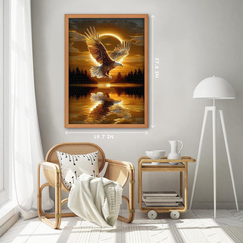 pazzocenter 1000 Sunset Solar Eagle Puzzles for Adults Pieces, Nature Forest Scenery Puzzles, Bald Eagle Bird Jigsaw