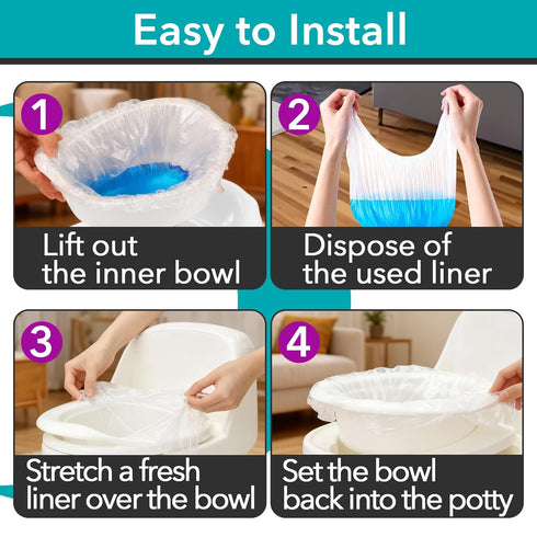 Joworthy 200 Summer Pcs Potty Liners for Infant My Size Potty Pro, Disposable Potty Bags with Elastic Edge, Easy-Clean