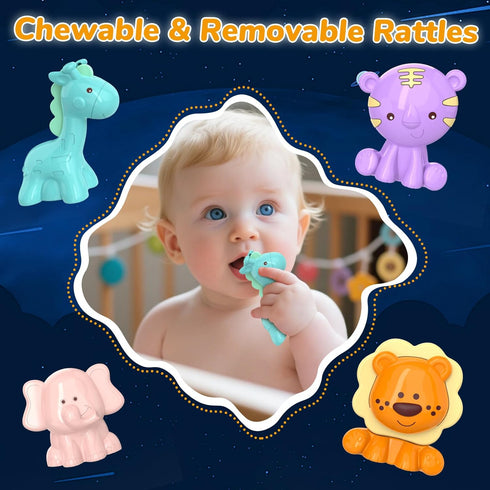 Generic Pack Crib Mobile with Music and Lights, Baby Mobiles for Cribs, Nursery Mobile Arm Hanging Toys for Bassinets