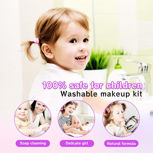 Kids Makeup Kit for Girls - Non-Toxic Little Girls Makeup Toys, Princess Play Set, Christmas Birthday Gifts for Ages