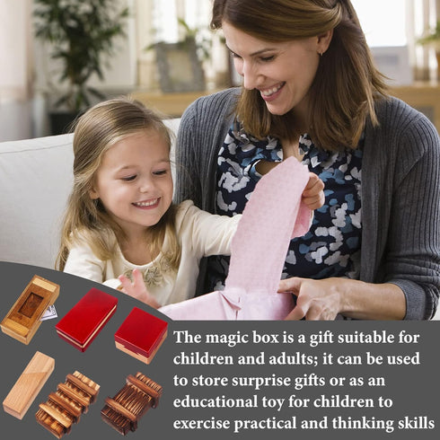 Oppaxf 6 Pack 3D Puzzle Box Wooden Secret Puzzle Box with Hidden Compartment Brain Teaser Magic Drawers Secret Magic