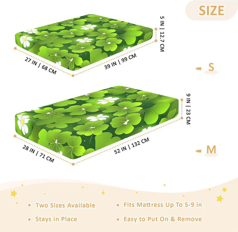 Bseiialft 52 28 Shamrock Clover Checkered St Patrick's Day Crib Sheets for Boys Girls Soft and Breathable Cotton Baby