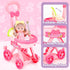 deAO Baby Doll Stroller with 12 Inch Doll, Foldable Stroller Role Play Set with 16 PCS Accessories for Kids