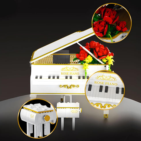 1293pcs Mini Ideas Piano Model Building Block Set, Music Lovers Collection Gift for Boys and Girls (White)