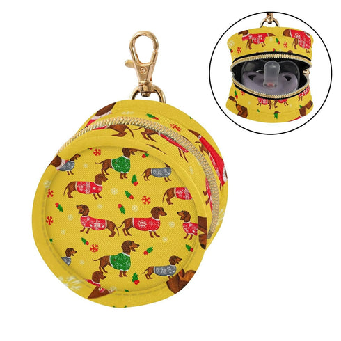 Christmas Dog Round Pacifier Storage Case with Zipper, Portable Pacifier Case for Travel, Diaper Bag & Purse, Pacifier
