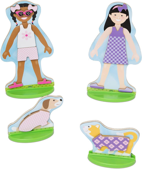 Melissa & Doug Best Friends Magnetic Dress-Up Wooden Dolls Set (78 pcs) for Pretend Play