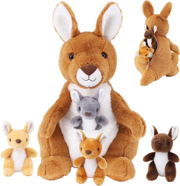 5 PCS Kangaroo Stuffed Animal, 16 Inch Mommy Stuffed Kangaroo Plush Toy