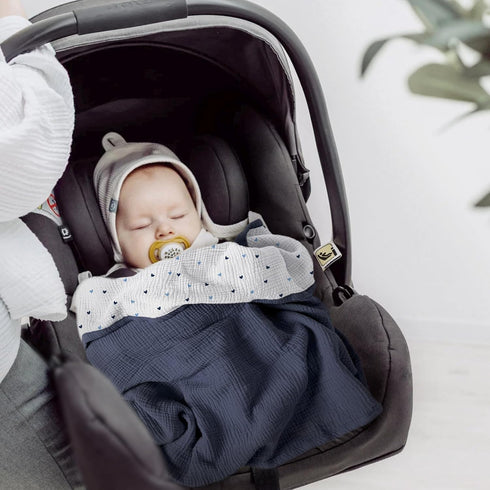 30"x40"(Blue) lulumoon Baby Blanket for Newborns: Muslin Swaddle for Receiving Neutral - Crib Quilt for Travel Boy