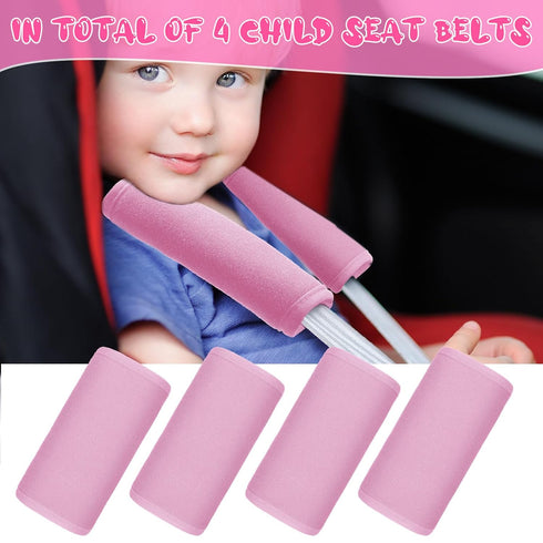 4 Girl(Pink,5.7 2.6 Inch) Riakrum Pcs Baby Car Seat Belt Covers Soft Car Seat Straps Shoulder Pads for Kid Infant