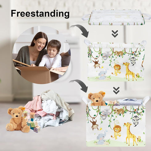 Clastyle Vine Woodland Animal Baby Basket, Toddler Gift Toy Chest Box, Nursery Room Decor Organizer