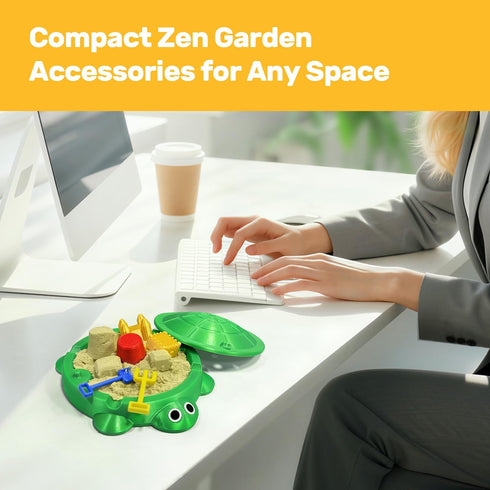 Estairkas Mini Turtle Sandbox Zen Garden for Desk, Desktop Sandbox on the Go Stress Relief, Mini Desk Zen Sand Garden