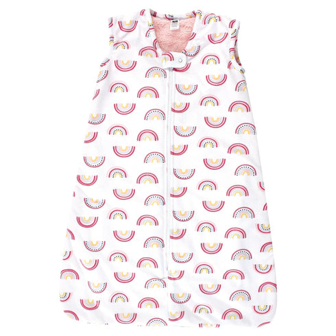 Hudson Baby Unisex Plush Faux Fur Sleeping Bag, Wearable Blanket, Modern Rainbow, 6-12 Months