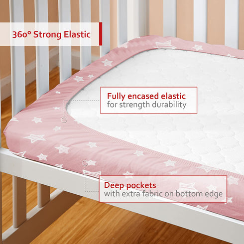 Pack 39"27"5" Pack and Play Sheets Fitted, Breathable Thick Playard Lovely Print Cover Compatible with Graco n Play