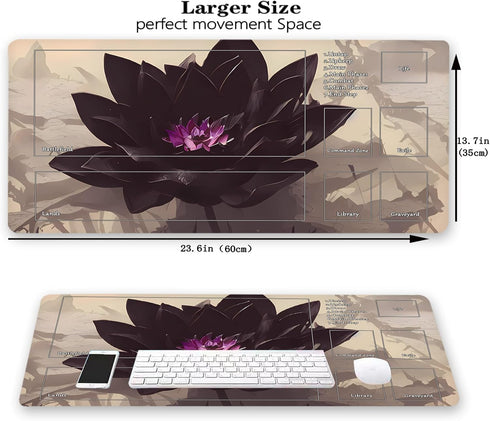 AI Painting TCG Playmat - MTG Trading Card Game Mat with Zone, 24x14 Inches Original Playmats, Smooth Surface for Rubber Collection - Dark Swamp Design 411-062