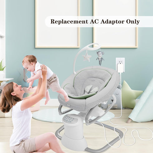 Baby Swing Power Cord Adapter, 12V Charger for Graco Soothe My Way, EveryWay Soother, Replacement Model K36V120300U