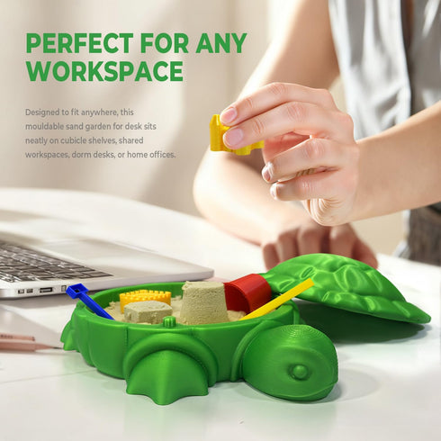 HouseBegan Mini Turtle Sandbox Zen Garden for Desk, Desktop Turtle Sandbox with Lid on The Go for Office Stress Relief