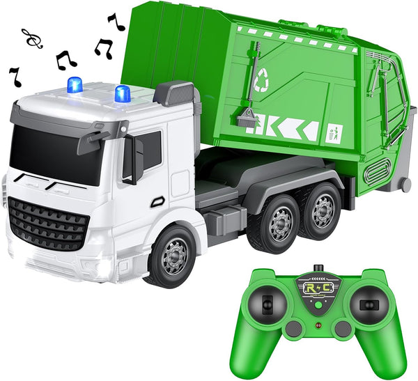 2.4Ghz Remote Control Garbage Truck Toys, 1/24 Scale RC Waste Management Truck for Boys Age 3-8