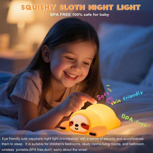 Nightlight,3 Dimmable,30Min DREAMING MY DREAM Squishy Sloth Night Light,LED Novelty Animal Levels Timer Nursery