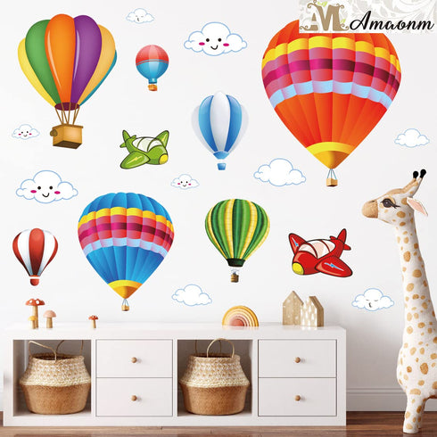 Amaonm Removable Creative 3D Hot Air Balloon Wall Decals, Kids Room Art Decor Stickers