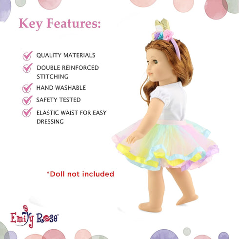 Emily Rose 18 Inch Doll Clothes 3 PC Birthday Princess Outfit Gift Set - Includes Headband Tiara