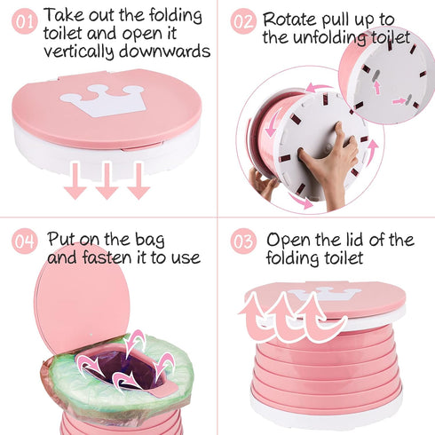 TZONOT Portable Potty Seat, Toddler Folding Training Toilet Chair Kids Travel Foldable Potty Indoor Outdoor
