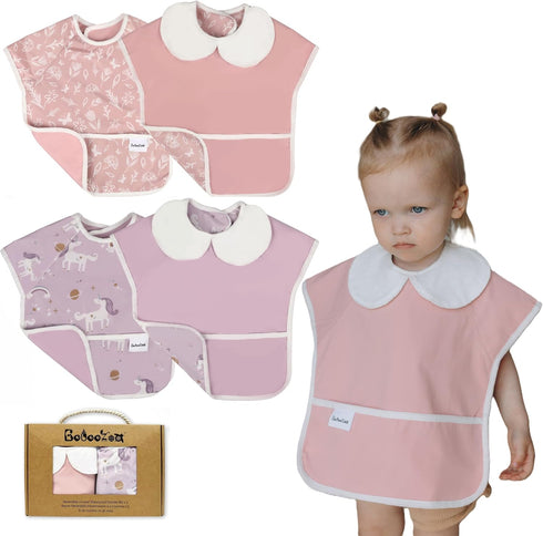 6-Layer Waterproof Baby Bib, Reversible, Adjustable, Washable, Stain Oil Resistant, 6-36 Months,