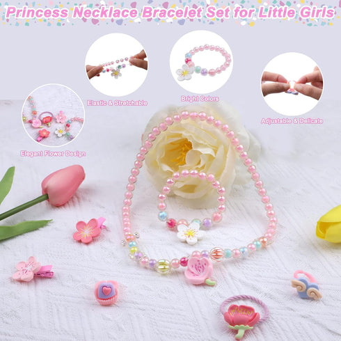 Set Playsets,Dress Set, 3-6 Tea Party for Little Girls,PRE-WORLD Princess Tea Time Toy with Food Sweet Treats Up