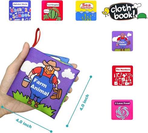 Soft Cloth Books for Baby, Toddler & Infant - Educational Toy for Boy & Girl, Pack of 6, Shower Gift