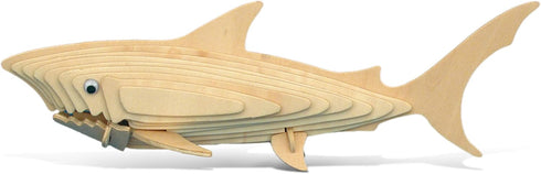 Puzzled 3D Puzzle Shark Wood Craft Construction Model Kit, Fun Educational DIY Wooden Toy Assemble Model