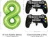 Video Game Party Balloons for Boys 8th Birthday Decorations- 2 Packs Game Controller Mylar Balloons with Green Number Balloons 8