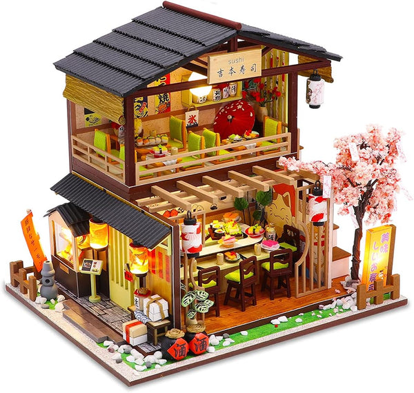 DIY Miniature Dollhouse Kit - Tiny House with Furniture, 1:24 Scale Japanese Style Shop