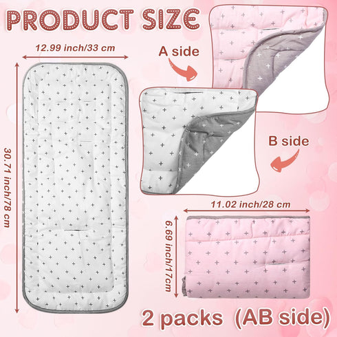 2 Pcs Stroller Seat Liner Baby Stroller Accessories Baby Seat Liner for Strolle Reversible Baby Carriage Cushion Universal Stroller Cotton Newborn Car Seat Breathable Stroller Mat for Pushchair