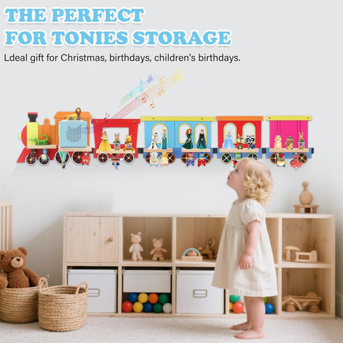 1/2 30~40 for Tonies Box Tonies Figures Organizer Storage Shelf Wall Mounted, Colorful Little Five-Train Magnetic