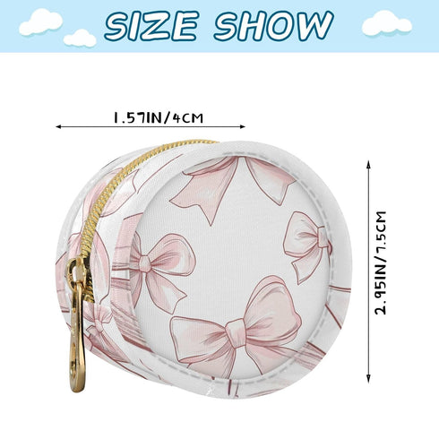 YETTASBIN Pink Bow Portable Pacifier Holder Case with Metal Hook Buckle & Zipper for Diaper Bag and Stroller, Versatile