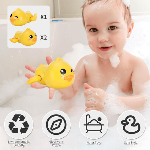 Swimming Sets (3 Pack) Baby Bath Toys, Wind up Duck Toys for Toddlers, Floating Water Bathtub Shower Toys, Bathroom