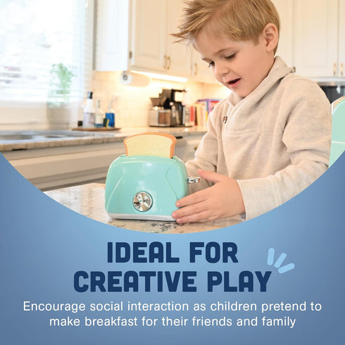 CP Toys 3+ Constructive Playthings Kids Play Toaster with Bread for Imaginative Play, Kitchen Appliances Learning Toy