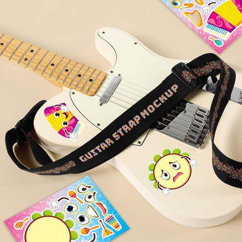 24 8.3 5.9in) TIAMECH Make Your Own Musical Instrument Stickers - Sheets Drum Guitar Make A Face Stickers, Birthday