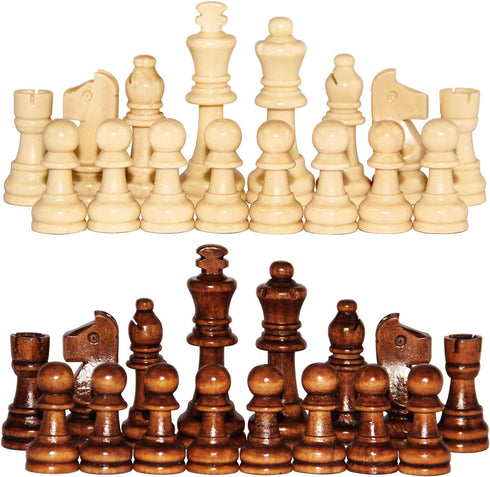 ASNEY Wooden Chess Pieces, Tournament Staunton Wood Chessmen, 3.15” King Figures, Includes Storage Bag