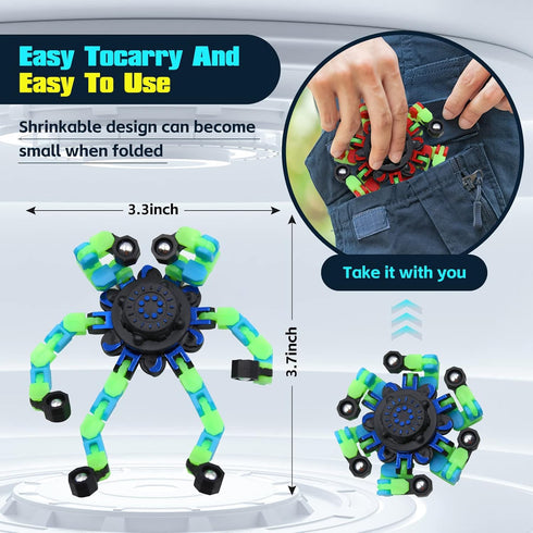 estardaa 8Pcs Fidget Spinners Glow in The Dark, Fingertip Gyro DIY Deformable Robot Funny Sensory Fidget Toys