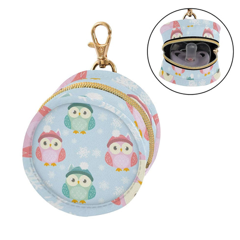 Owl Round Pacifier Storage Case with Zipper, Portable Pacifier Case for Travel, Diaper Bag & Purse, Pacifier Container